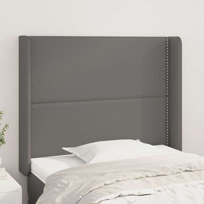 sengegavl med kanter 103x16x118/128 cm kunstlæder grå