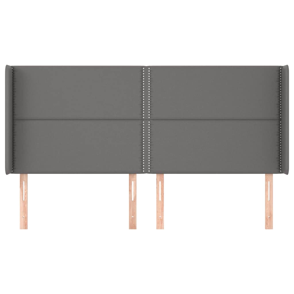 sengegavl med kanter 203x16x118/128 cm kunstlæder grå