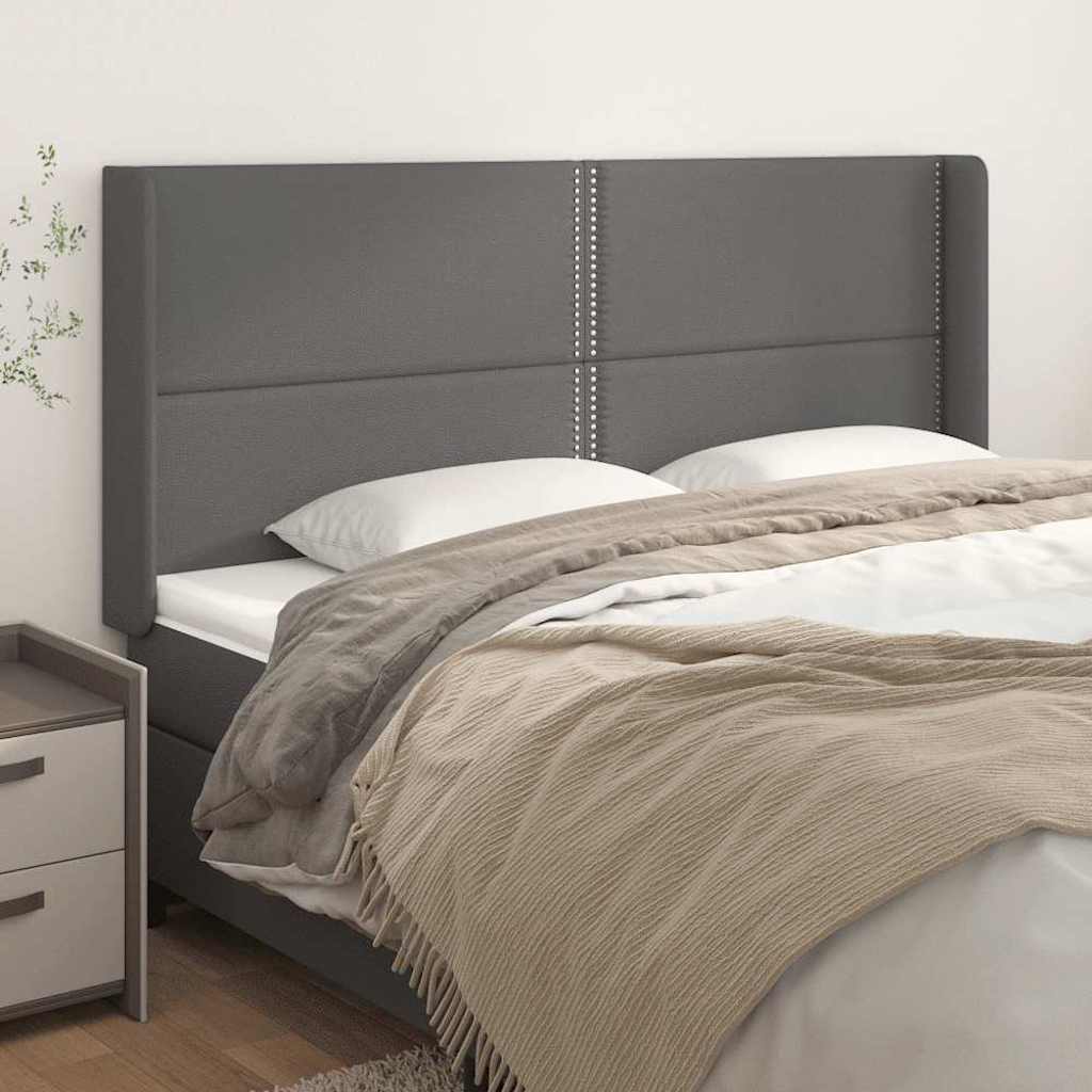 sengegavl med kanter 203x16x118/128 cm kunstlæder grå