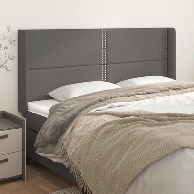 sengegavl med kanter 203x16x118/128 cm kunstlæder grå