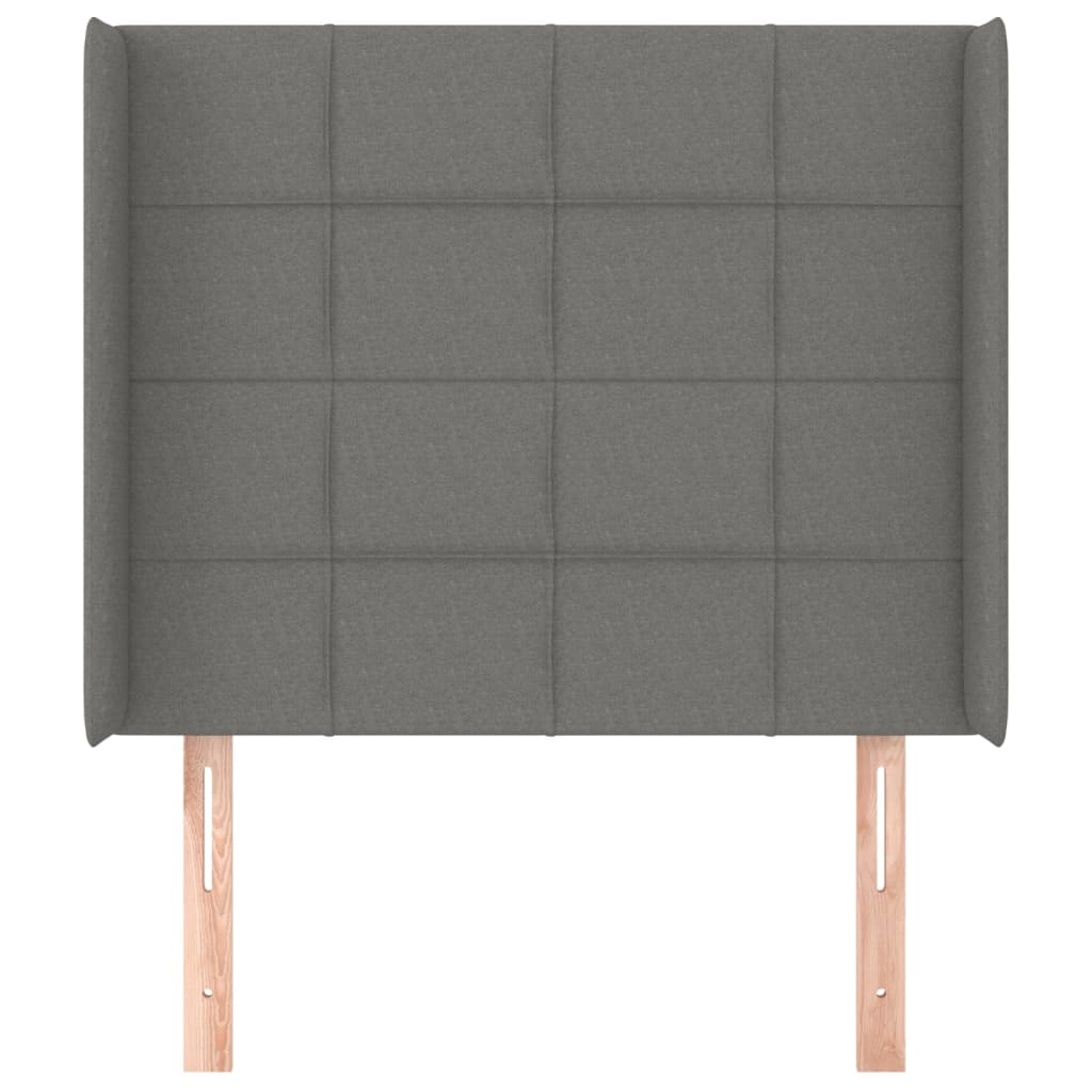 sengegavl med kanter 83x16x118/128 cm stof mørkegrå