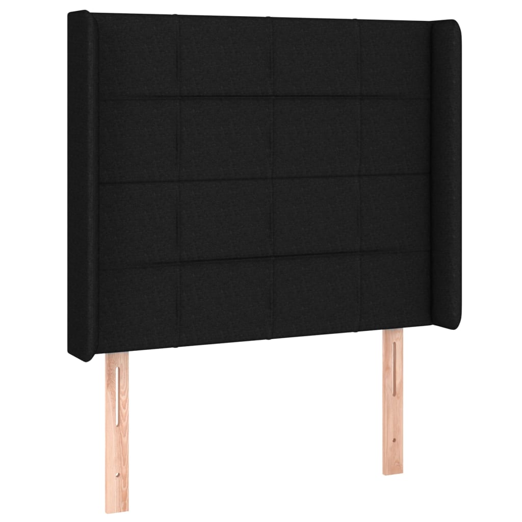sengegavl med kanter 83x16x118/128 cm stof sort
