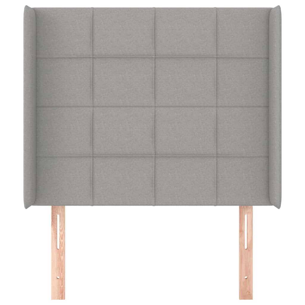 sengegavl med kanter 93x16x118/128 cm stof lysegrå