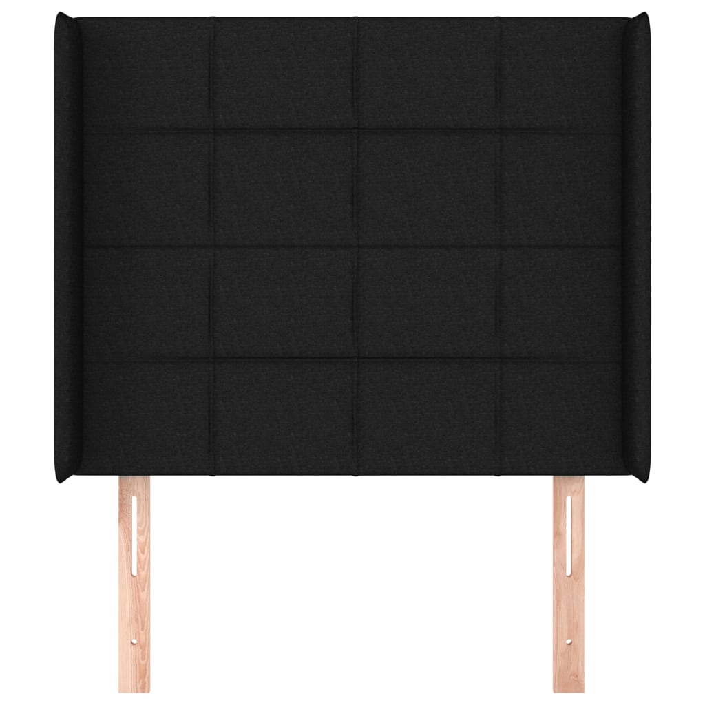sengegavl med kanter 93x16x118/128 cm stof sort