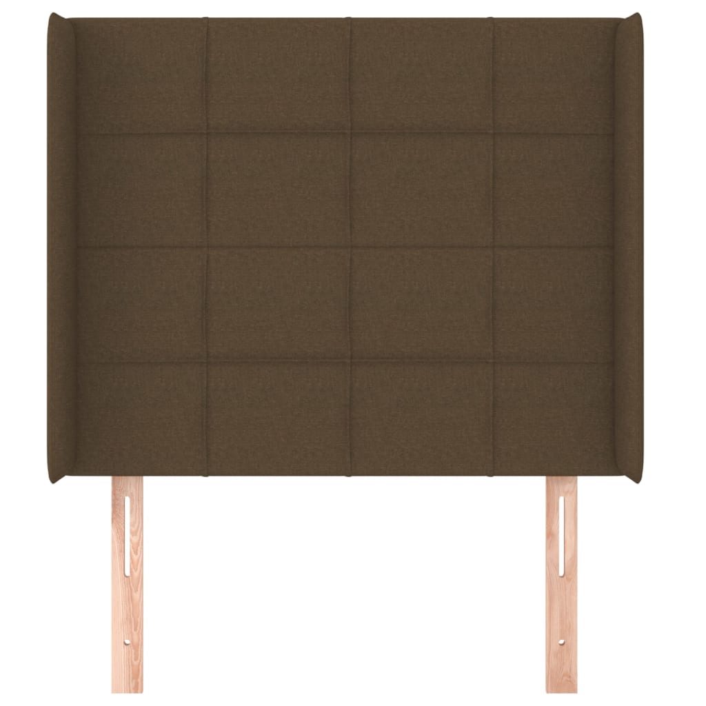 sengegavl med kanter 103x16x118/128 cm stof mørkebrun