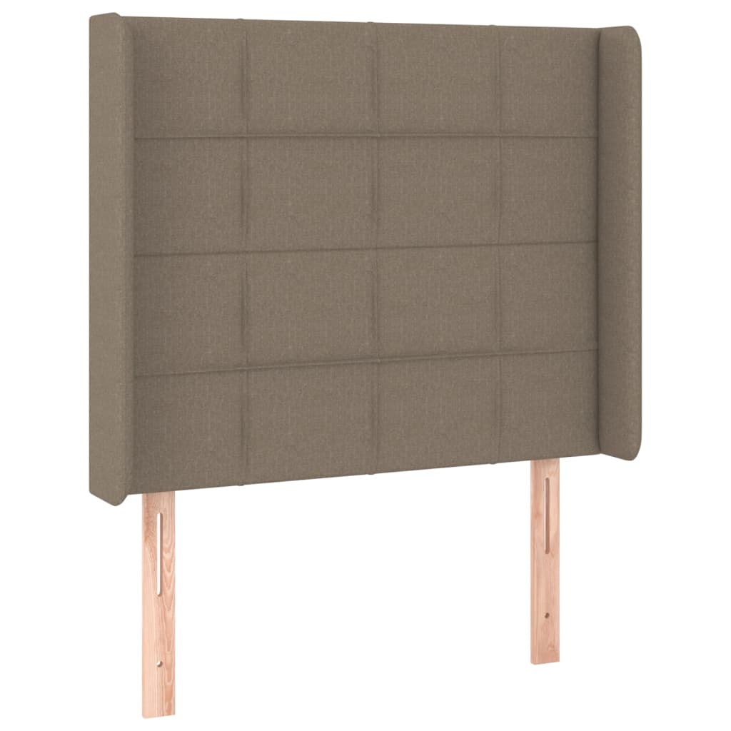 sengegavl med kanter 103x16x118/128 cm stof gråbrun