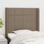 sengegavl med kanter 103x16x118/128 cm stof gråbrun