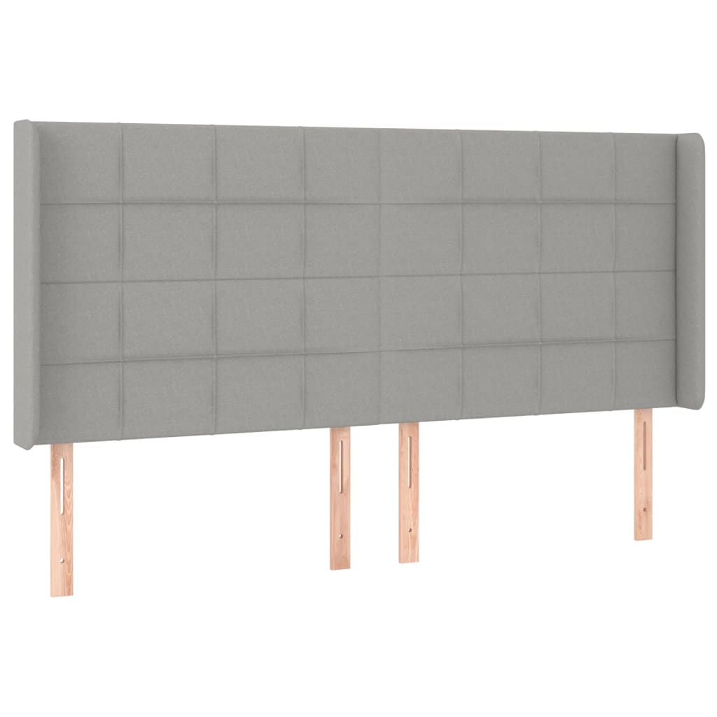 sengegavl med kanter 163x16x118/128 cm stof lysegrå