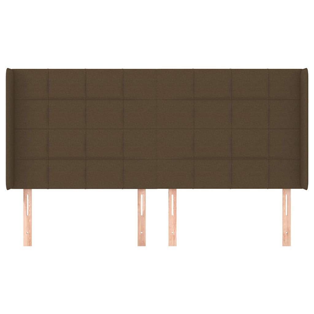 sengegavl med kanter 163x16x118/128 cm stof mørkebrun