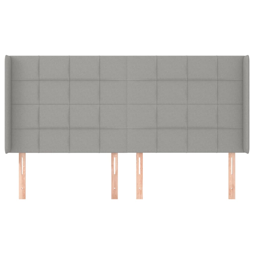 sengegavl med kanter 183x16x118/128 cm stof lysegrå