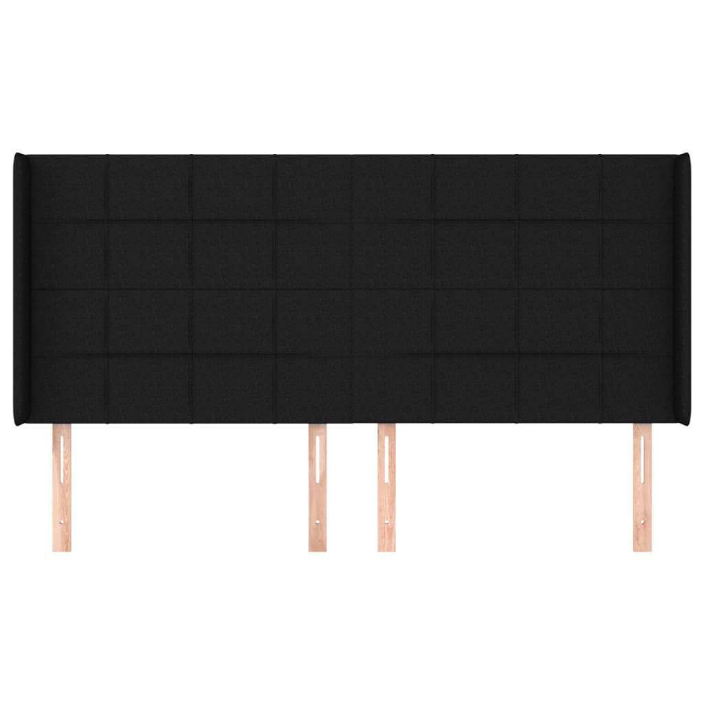 sengegavl med kanter 183x16x118/128 cm stof sort