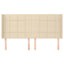 sengegavl med kanter 183x16x118/128 cm stof cremefarvet