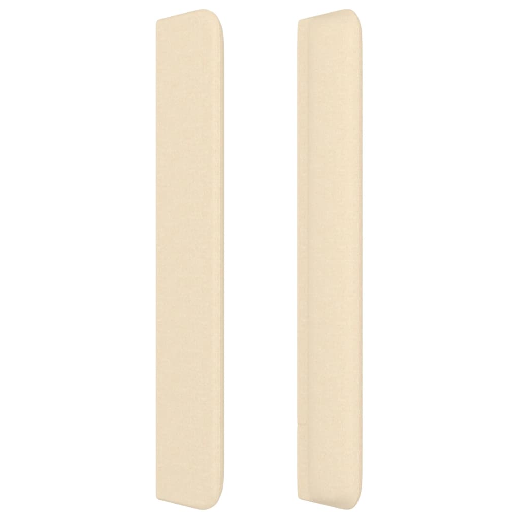 sengegavl med kanter 183x16x118/128 cm stof cremefarvet