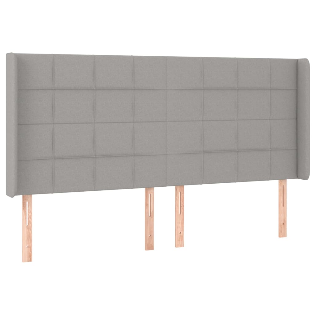 sengegavl med kanter 203x16x118/128 cm stof lysegrå