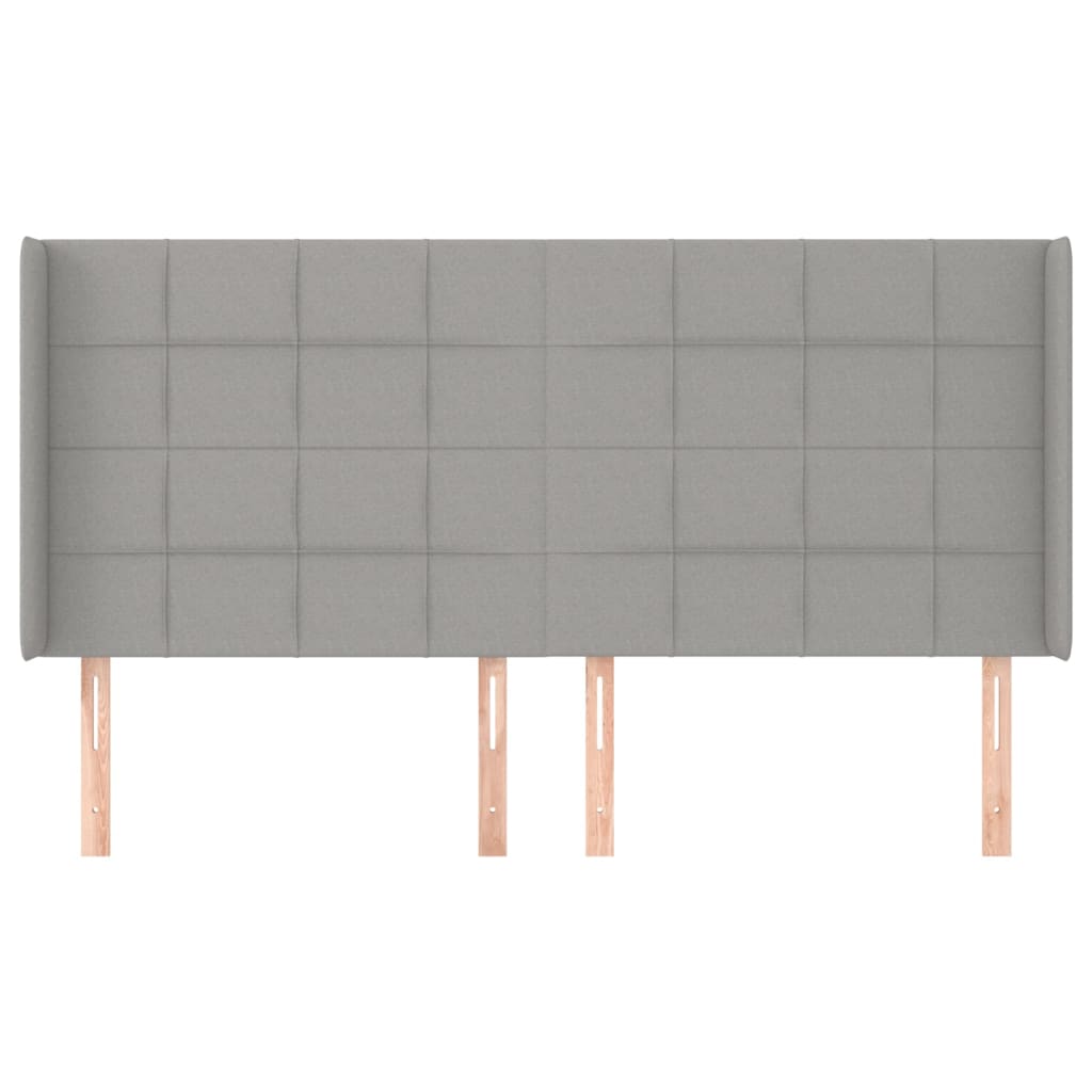 sengegavl med kanter 203x16x118/128 cm stof lysegrå