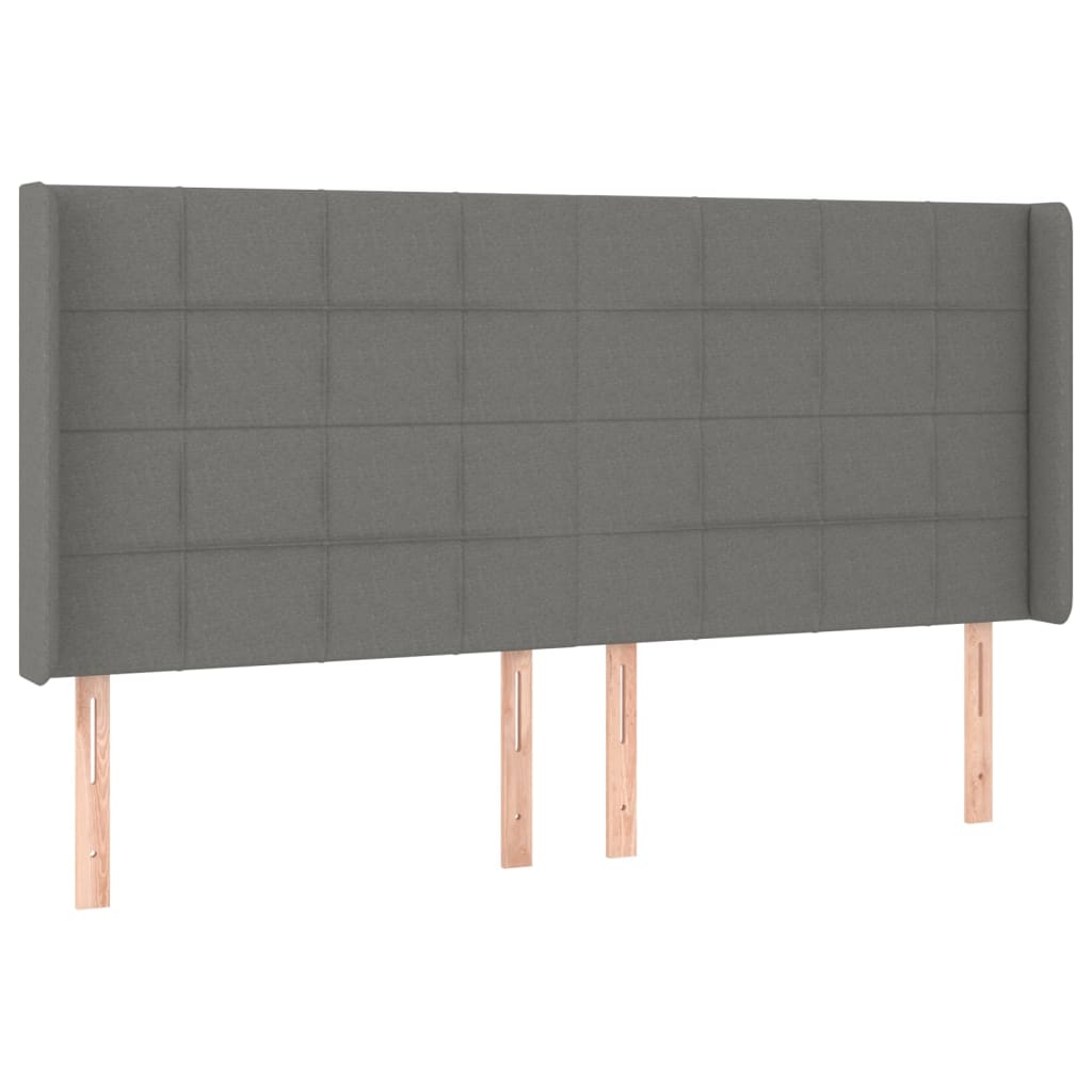 sengegavl med kanter 203x16x118/128 cm stof mørkegrå