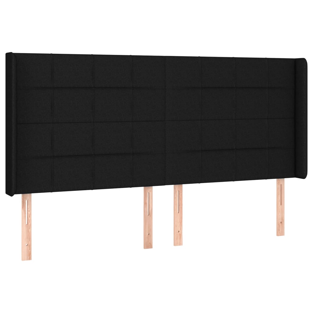 sengegavl med kanter 203x16x118/128 cm stof sort