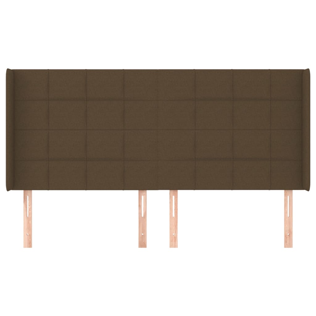 sengegavl med kanter 203x16x118/128 cm stof mørkebrun