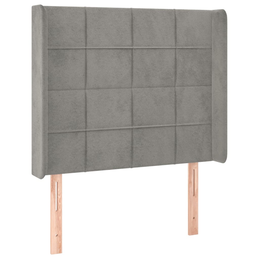 sengegavl med kanter 93x16x118/128 cm fløjl lysegrå