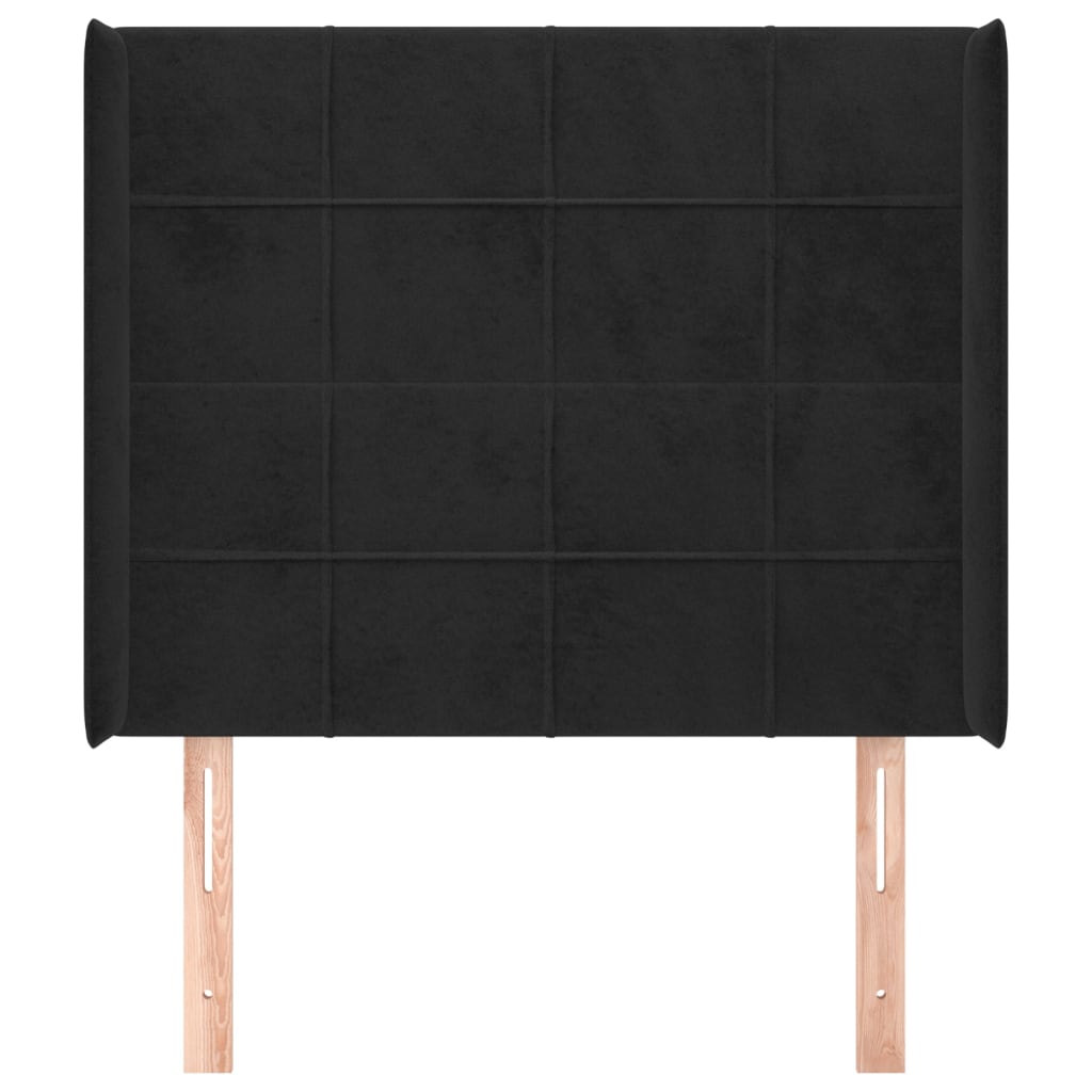 sengegavl med kanter 93x16x118/128 cm fløjl sort