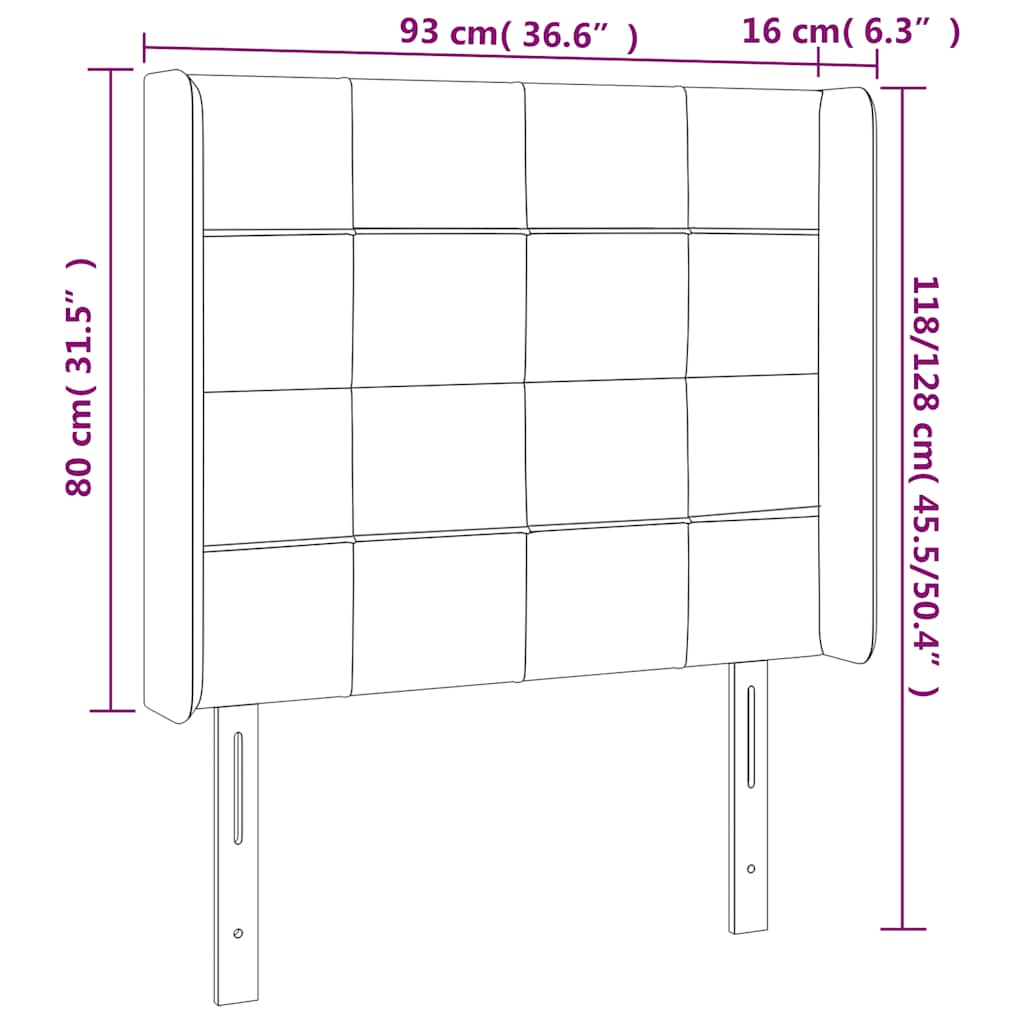 sengegavl med kanter 93x16x118/128 cm fløjl mørkegrøn