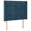 sengegavl med kanter 93x16x118/128 cm fløjl mørkeblå