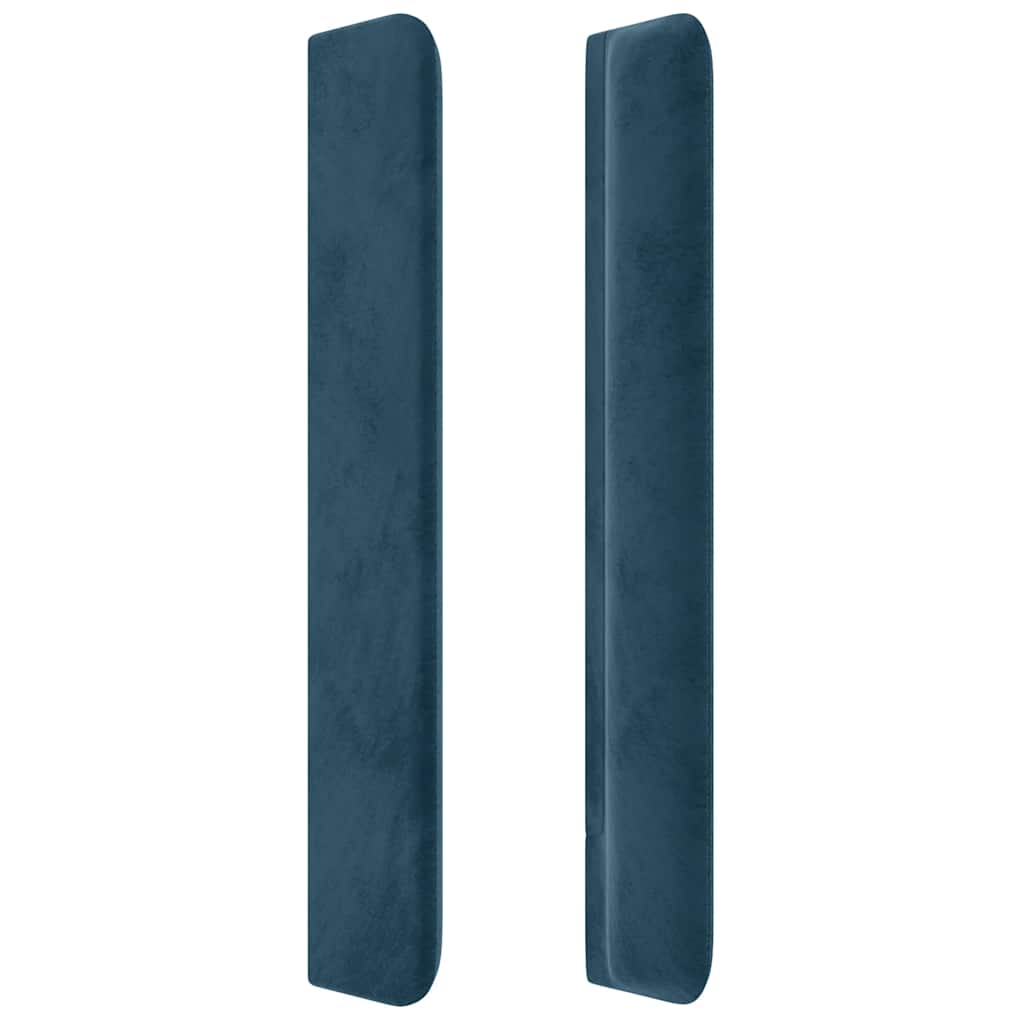 sengegavl med kanter 93x16x118/128 cm fløjl mørkeblå