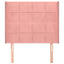 sengegavl med kanter 93x16x118/128 cm fløjl lyserød