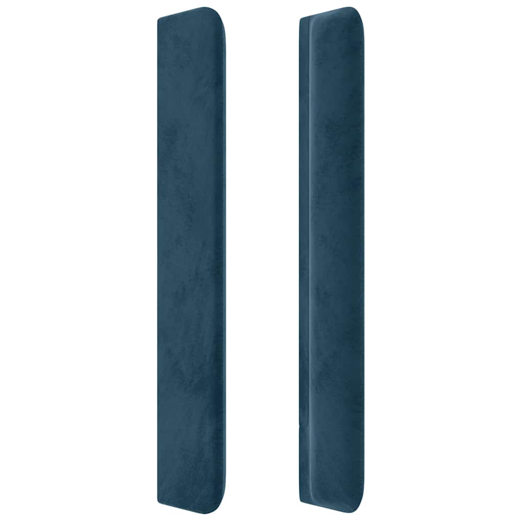 sengegavl med kanter 103x16x118/128 cm fløjl mørkeblå