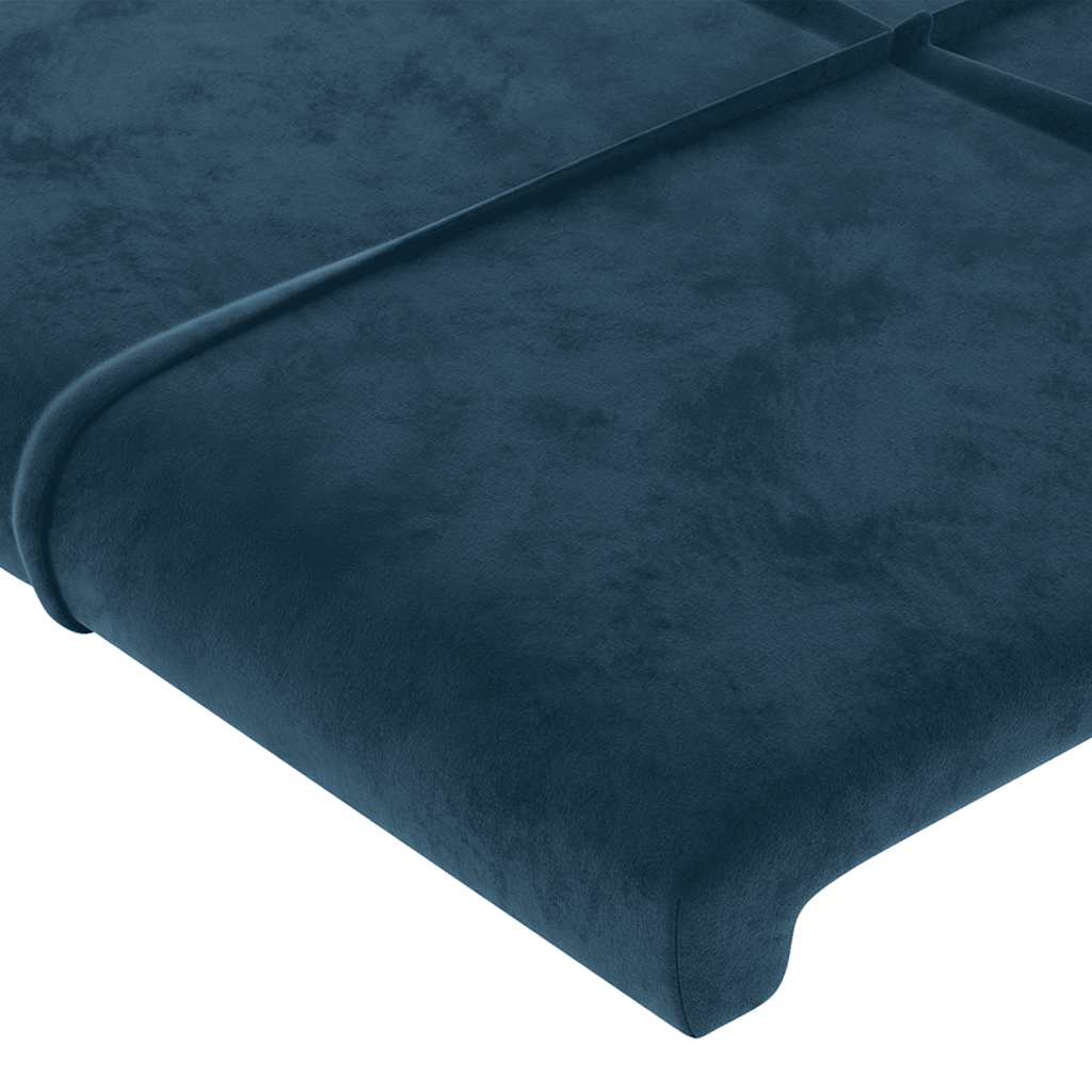 sengegavl med kanter 103x16x118/128 cm fløjl mørkeblå