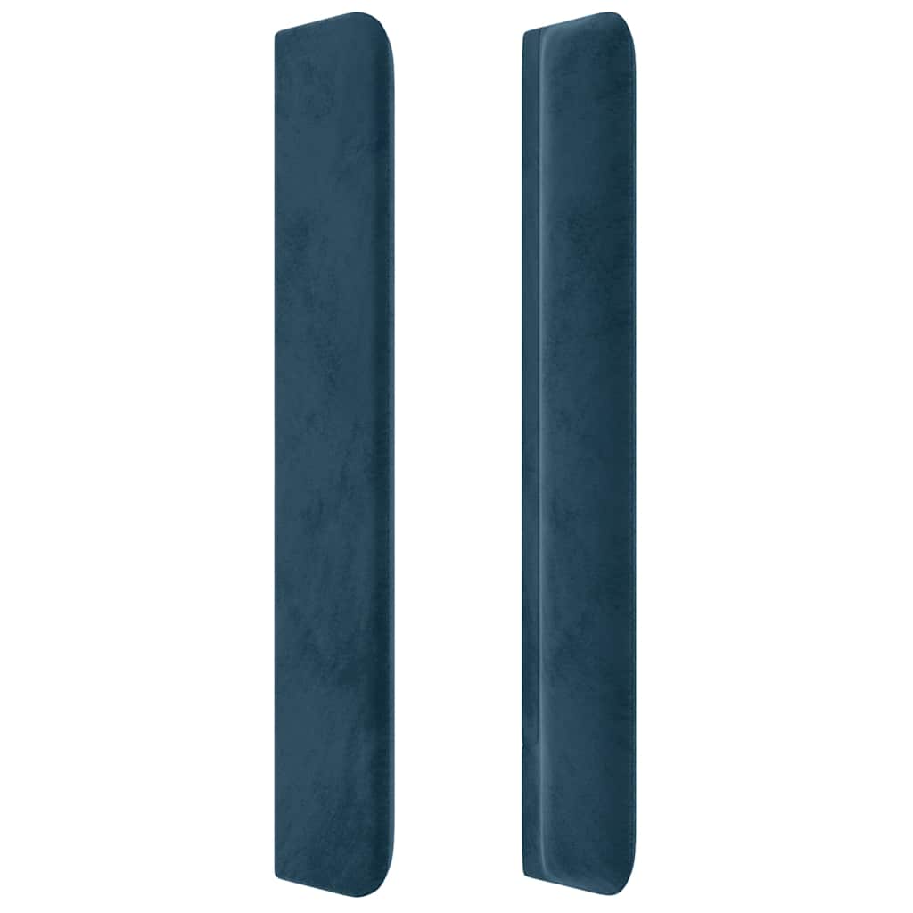 sengegavl med kanter 163x16x118/128 cm fløjl mørkeblå