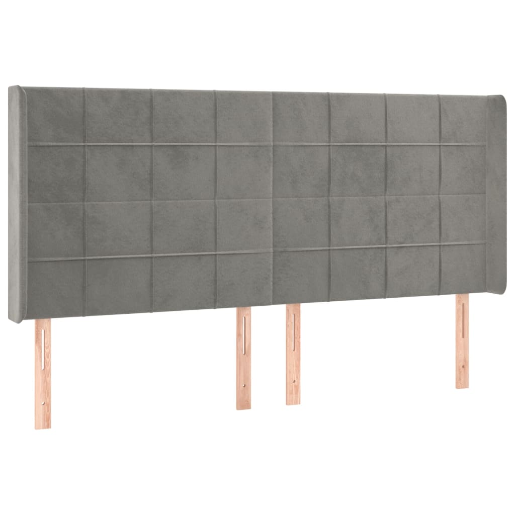 sengegavl med kanter 183x16x118/128 cm fløjl lysegrå