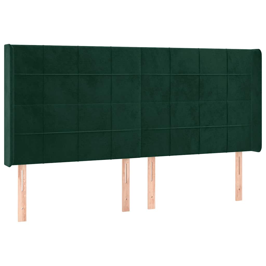 sengegavl med kanter 183x16x118/128 cm fløjl mørkegrøn