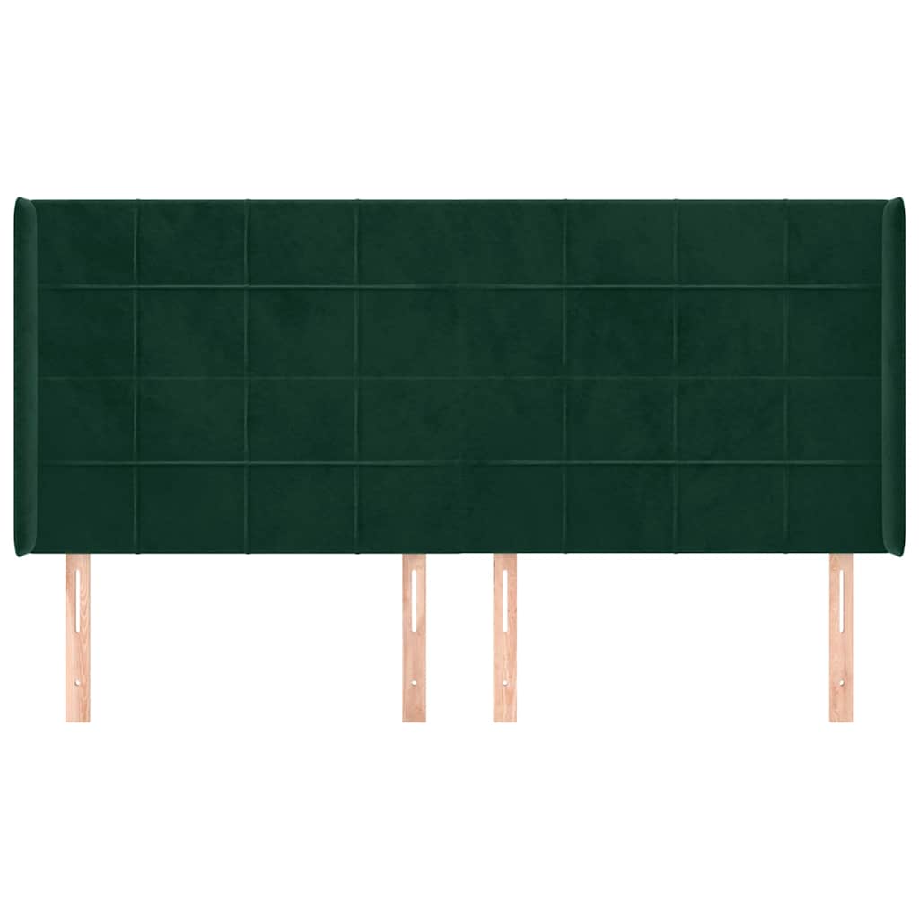 sengegavl med kanter 183x16x118/128 cm fløjl mørkegrøn