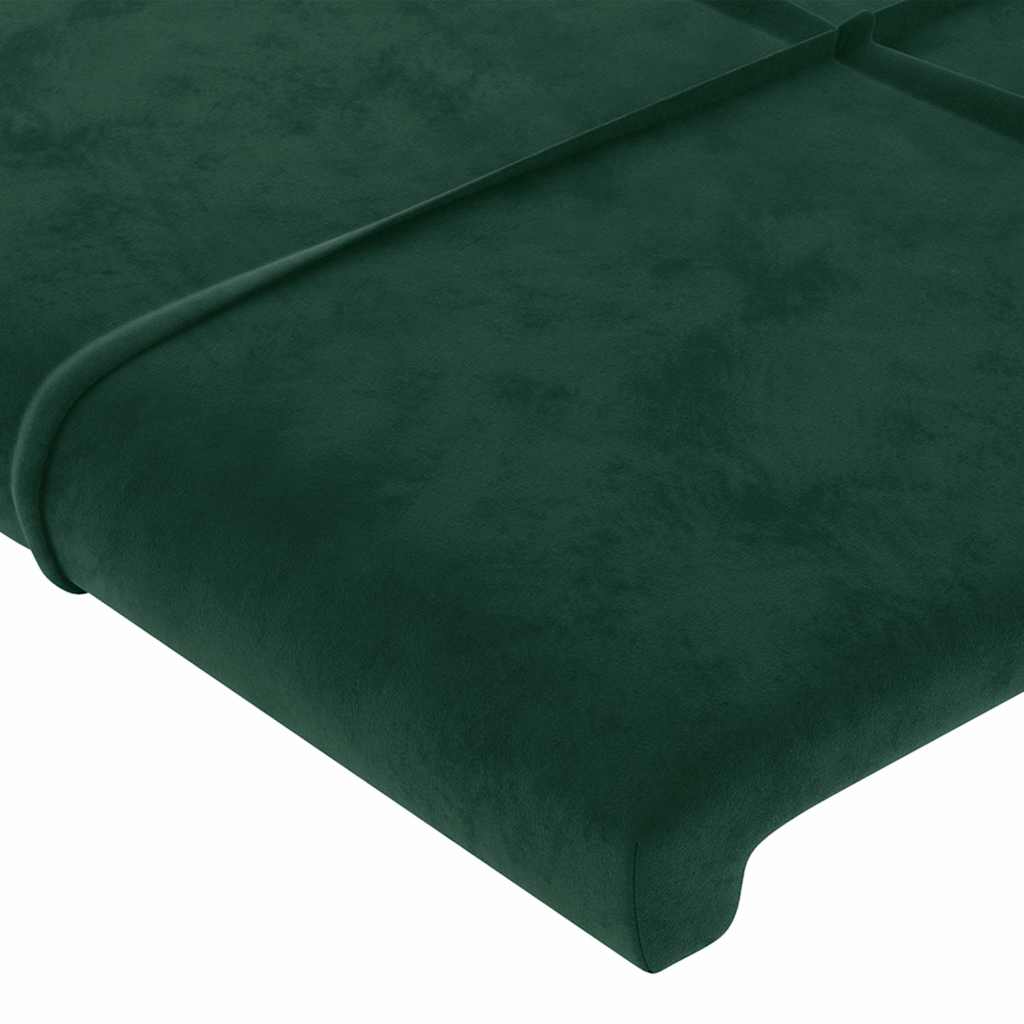sengegavl med kanter 183x16x118/128 cm fløjl mørkegrøn