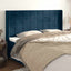 sengegavl med kanter 183x16x118/128 cm fløjl mørkeblå