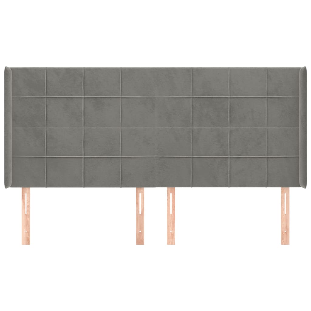sengegavl med kanter 203x16x118/128 cm fløjl lysegrå