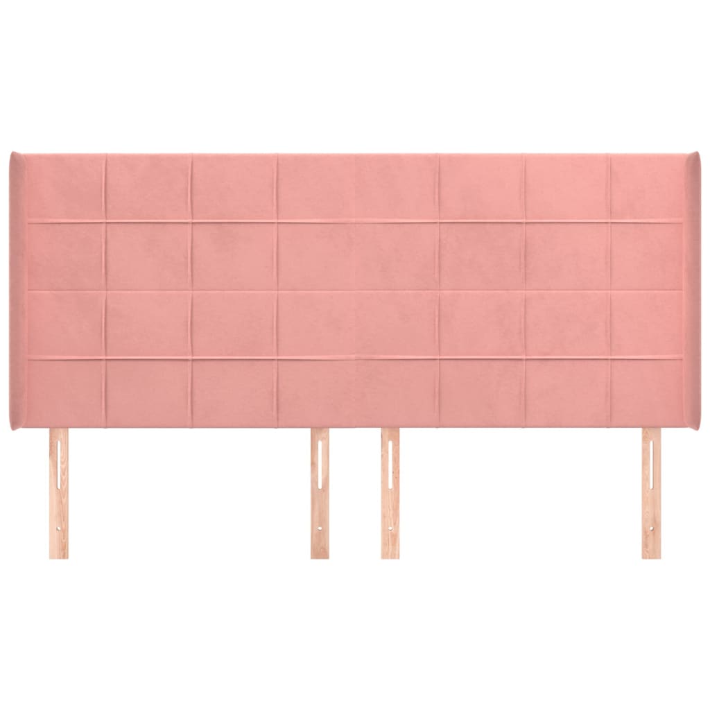 sengegavl med kanter 203x16x118/128 cm fløjl lyserød