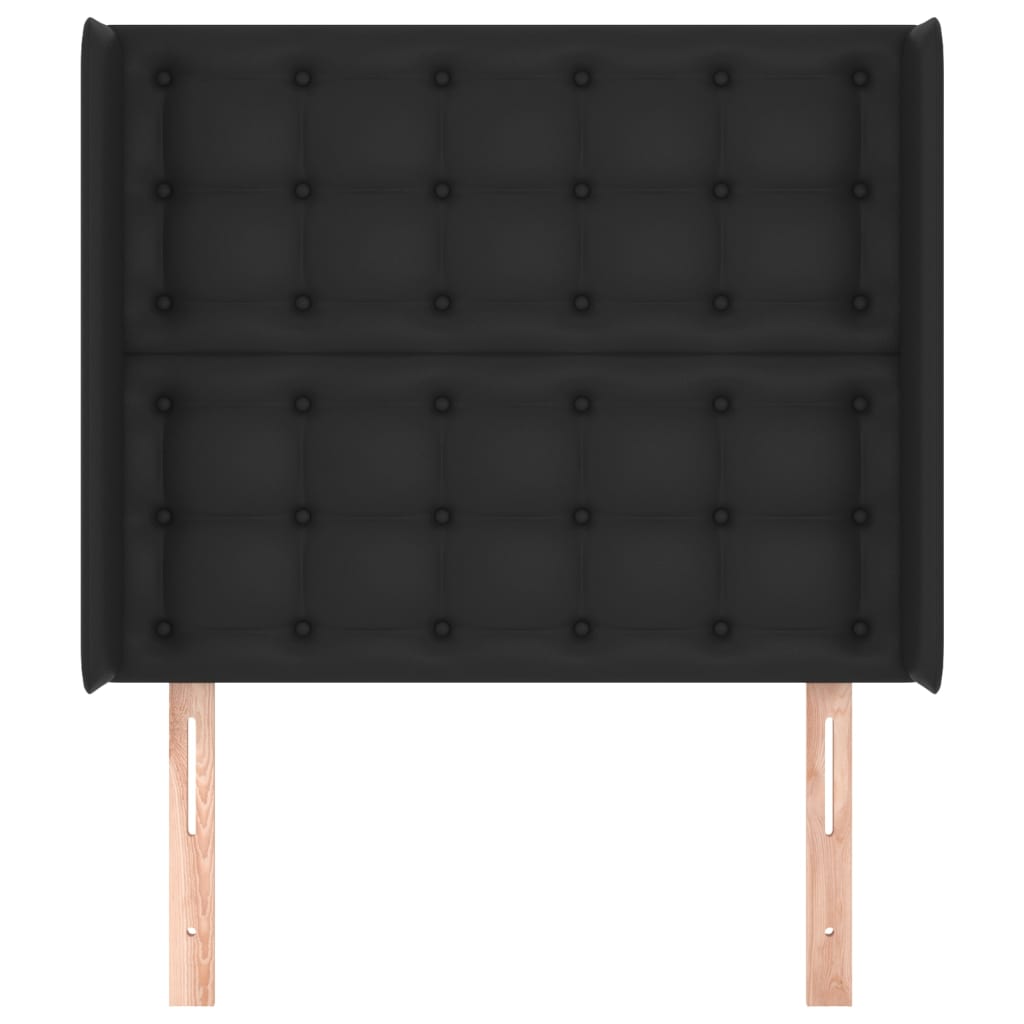 sengegavl med kanter 83x16x118/128 cm kunstlæder sort