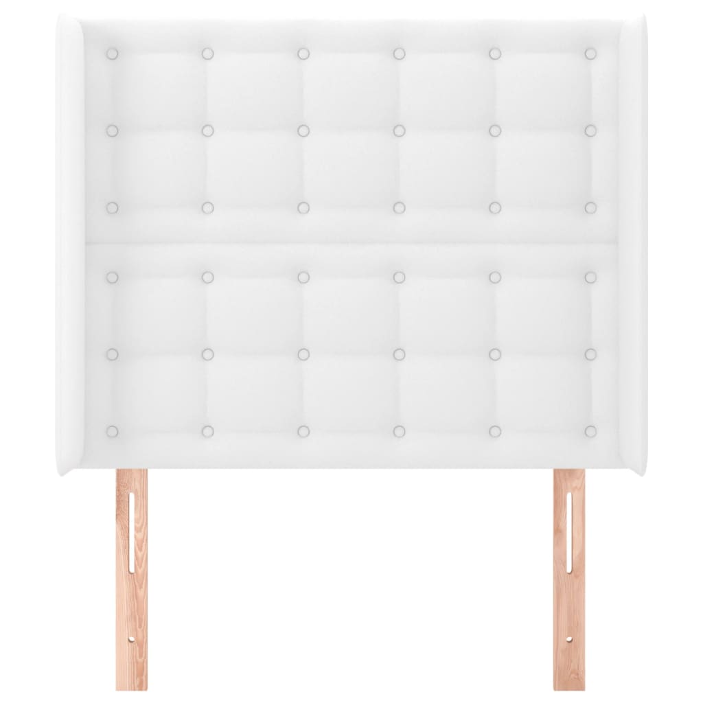 sengegavl med kanter 83x16x118/128 cm kunstlæder hvid