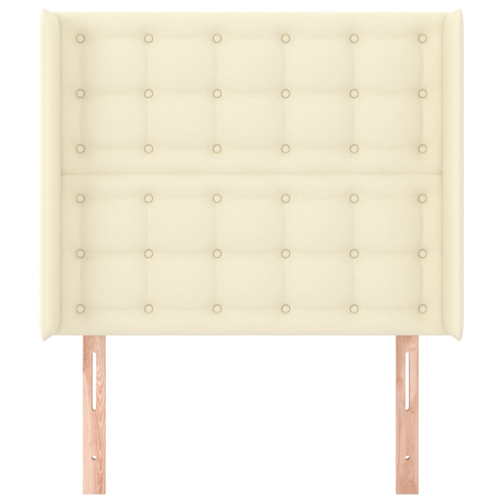 sengegavl med kanter 83x16x118/128 cm kunstlæder cremefarvet