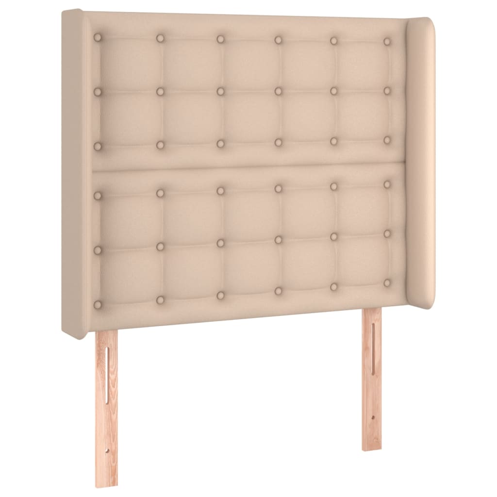 sengegavl med kanter 83x16x118/128 cm kunstlæder cappuccino