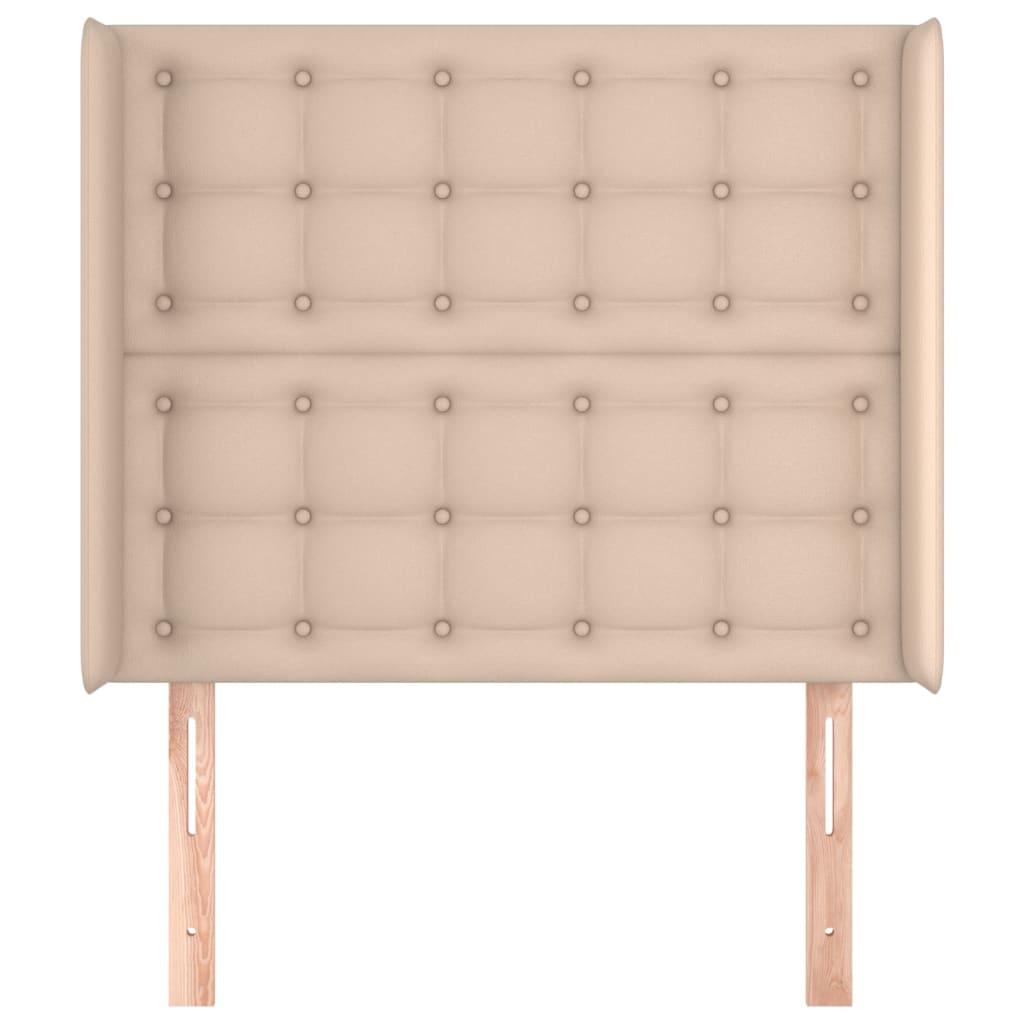sengegavl med kanter 83x16x118/128 cm kunstlæder cappuccino