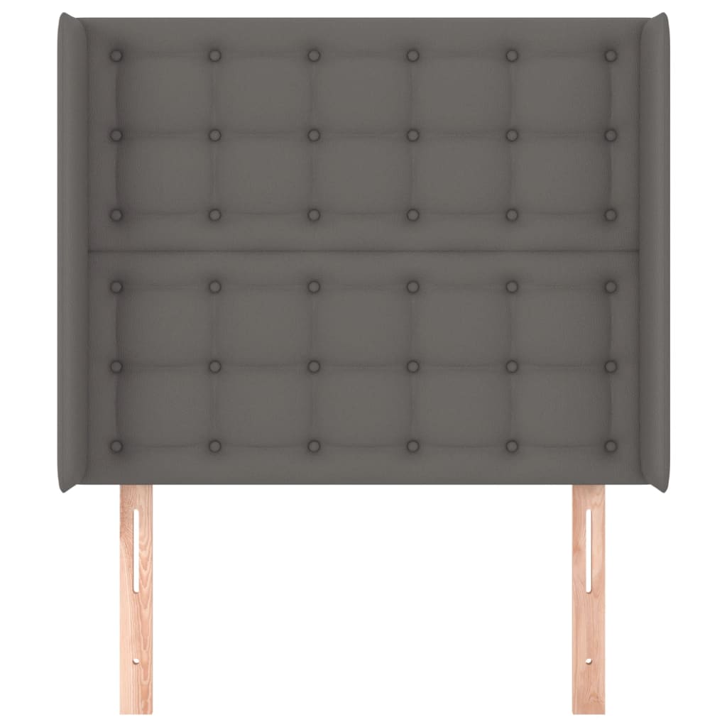 sengegavl med kanter 93x16x118/128 cm kunstlæder grå