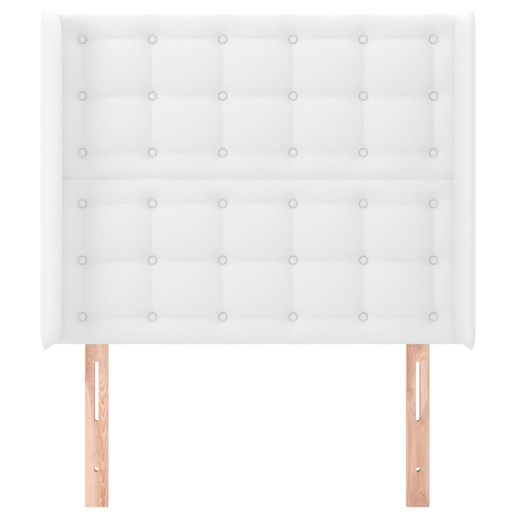 sengegavl med kanter 103x16x118/128 cm kunstlæder hvid