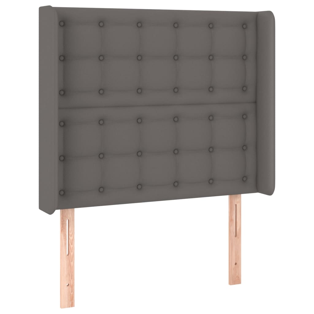 sengegavl med kanter 103x16x118/128 cm kunstlæder grå
