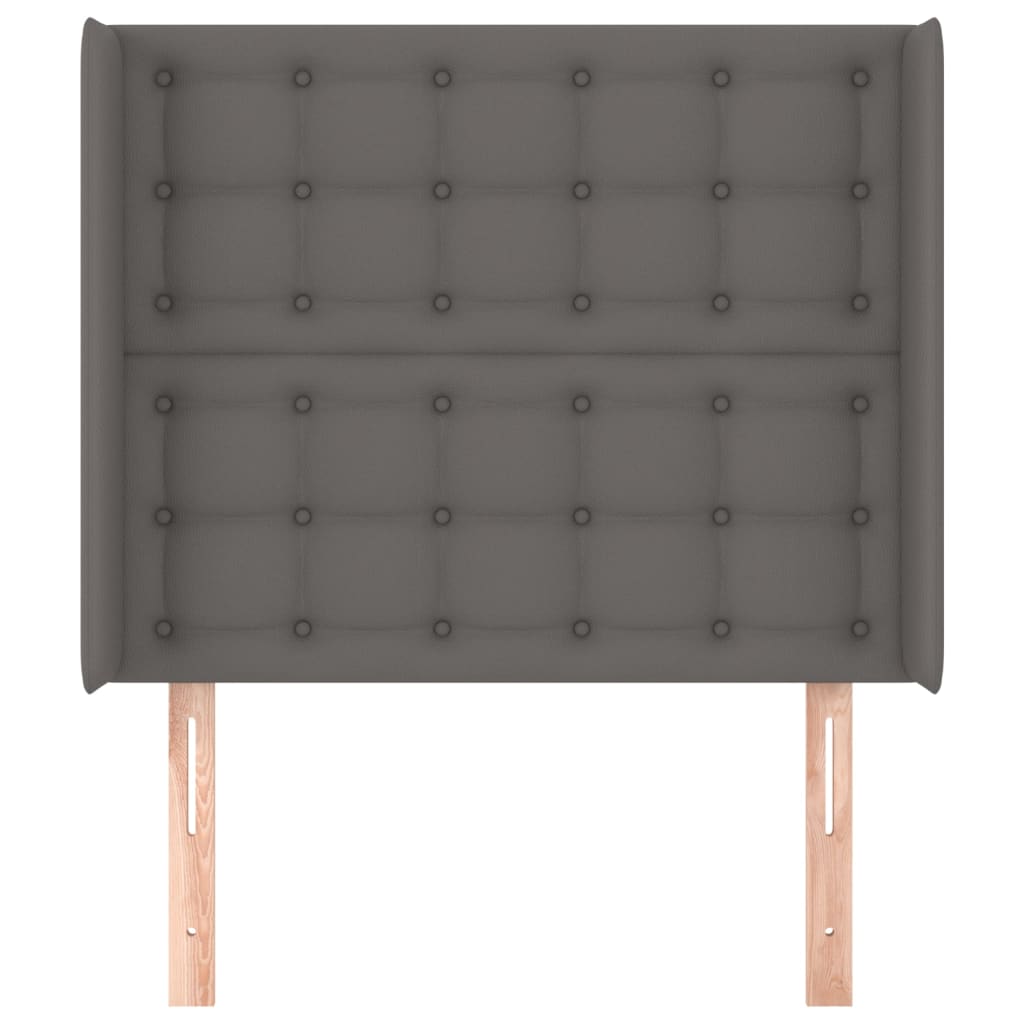 sengegavl med kanter 103x16x118/128 cm kunstlæder grå