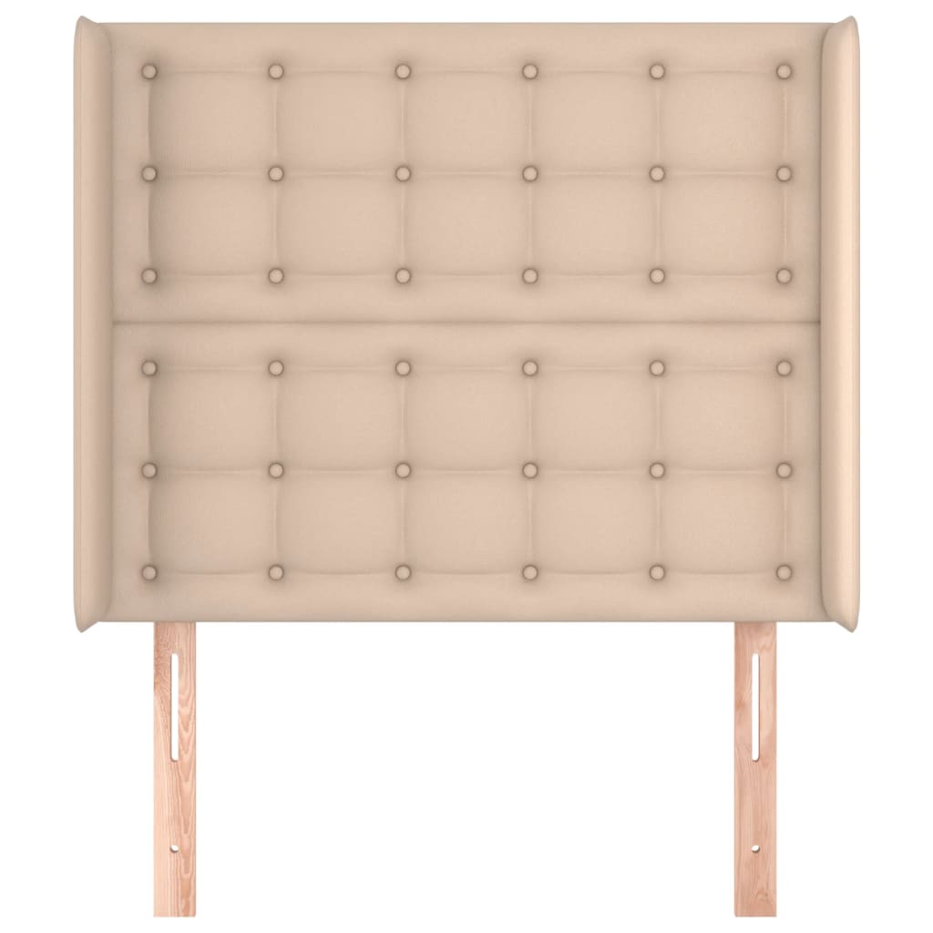 sengegavl med kanter 103x16x118/128 cm kunstlæder cappuccino