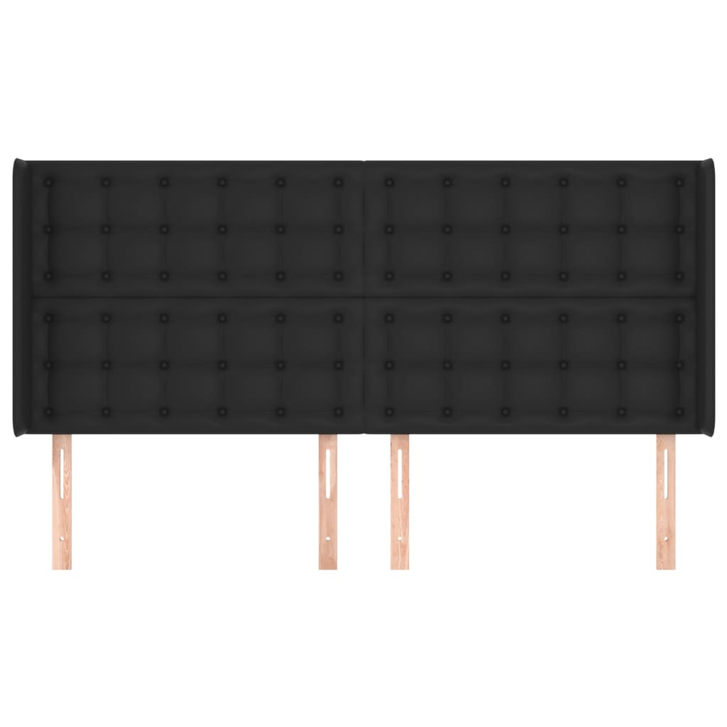 sengegavl med kanter 183x16x118/128 cm kunstlæder sort
