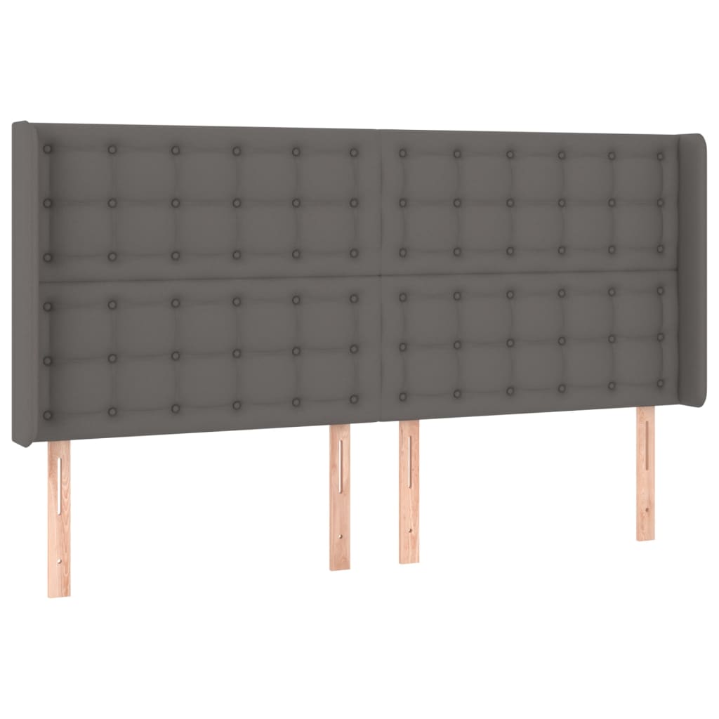 sengegavl med kanter 203x16x118/128 cm kunstlæder grå